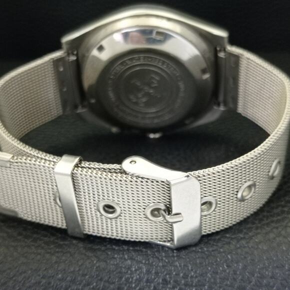 Vintage 1973 Ricoh Automer atic Mens SilvWatch W/daydate & Blue accents - Picture 2 of 10